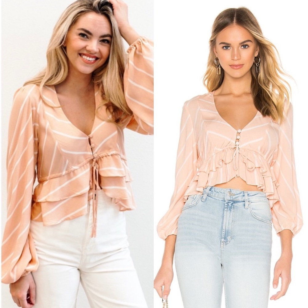 Free People Samifran Striped Ruffle Top